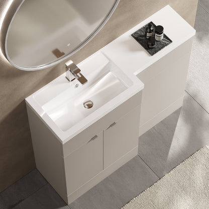Hudson Reed Fusion 1100mm Left Hand Pebble Grey Combination Unit With Basin, Handles & Overflow