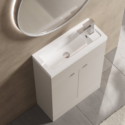 Hudson Reed Fusion 600mm Pebble Grey Vanity Unit & Basin With Handles