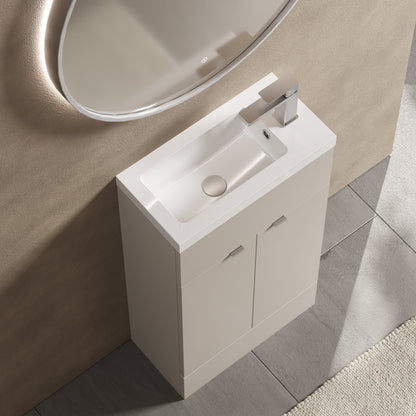 Hudson Reed Fusion 500mm Pebble Grey Vanity Unit & Basin With Handles