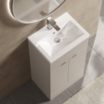 Hudson Reed Fusion 500mm Pebble Grey Vanity Unit & Basin With Handles