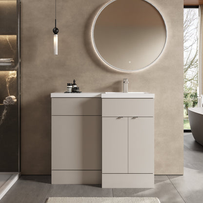 Hudson Reed Fusion 1000mm Left Hand Pebble Grey Combination Vanity Unit With Basin