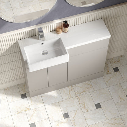 Hudson Reed Fusion 1000mm Pebble Grey Left Hand Combination Unit with Semi Recessed Basin with Soft Close Doors