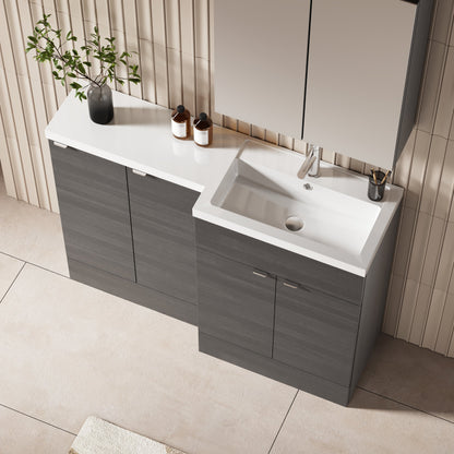 Hudson Reed Fusion 1200mm Anthracite Woodgrain Floor Standing 2 Door Right Hand Vanity Basin Combination