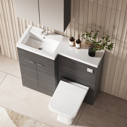 Hudson Reed Fusion 1000mm Left Hand Floor Standing 2 Door Vanity Basin & Toilet Combination With Handles