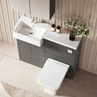 Hudson Reed Fusion 1005mm Anthracite Woodgrain Floor Standing Vanity Unit & Toilet Combination with Basin