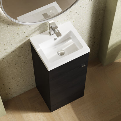 Hudson Reed Fusion 400mm Charcoal Black Floor Standing 1 Door Vanity Unit Including Basin