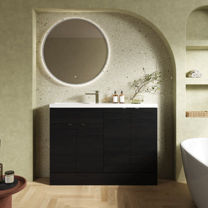Hudson Reed Fusion 1200mm Compact Charcoal Black Floor Standing 2 Door Vanity Basin Combination