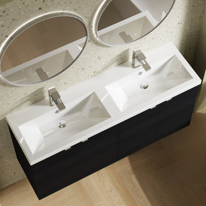 Hudson Reed Fusion 1200mm Charcoal Black Wall Hung 2 Door Vanity Unit & Twin Ceramic Basin