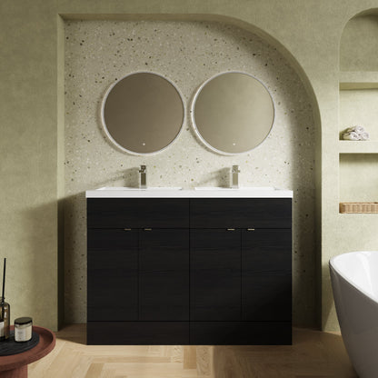 Hudson Reed Fusion 1200mm Charcoal Black Floor Standing 2 Door Vanity Unit With Double Basin