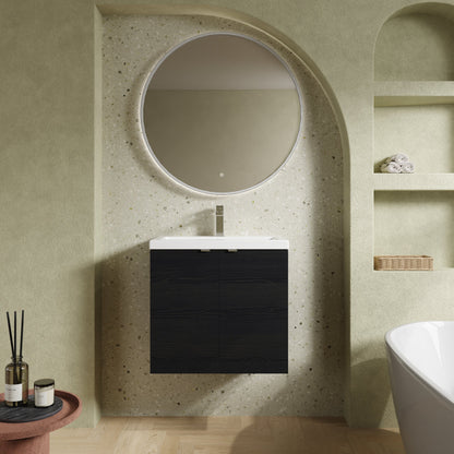 Hudson Reed Fusion 600mm Charcoal Black Wall Hung 2 Door Vanity Unit & Ceramic Basin