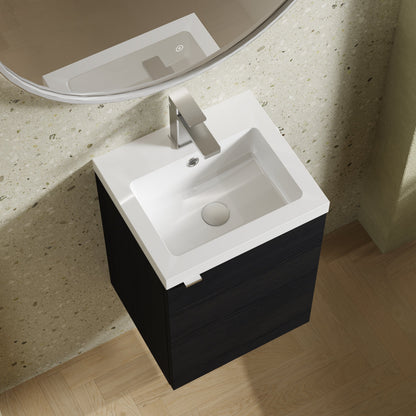 Hudson Reed Fusion 400mm Charcoal Black Wall Hung 1 Door Vanity Unit & Basin