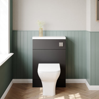 Hudson Reed Fusion 600mm Compact Gloss Grey Floor Standing Toilet Unit With Polymarble Top