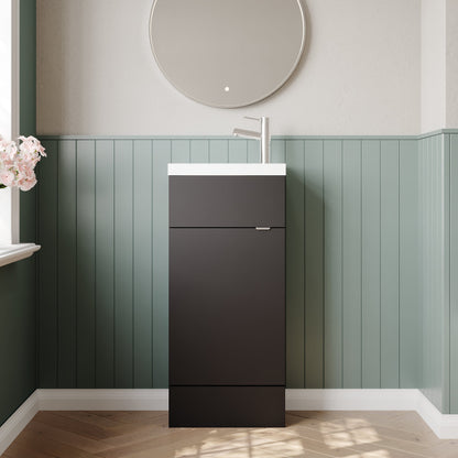 Hudson Reed Fusion Compact 400mm Gloss Grey Floor Standing 1 Door Vanity Unit & Basin