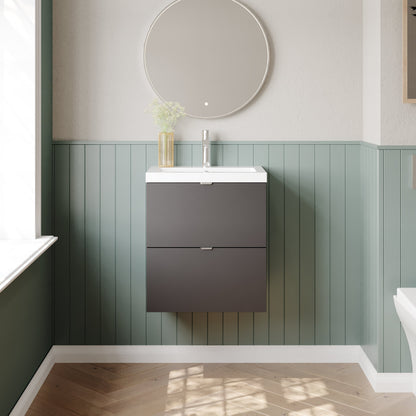 Hudson Reed Fusion 500mm Wall Hung 2 Drawer Vanity Unit & Basin With Soft Close Drawers
