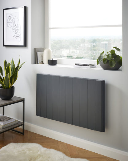 Capri Electric Aluminium Panel Heater 2000W Horizontal 500 x 907mm - Anthracite