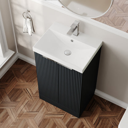 Hudson Reed Fluted 500mm Floor Standing Vanity Unit Including Basin