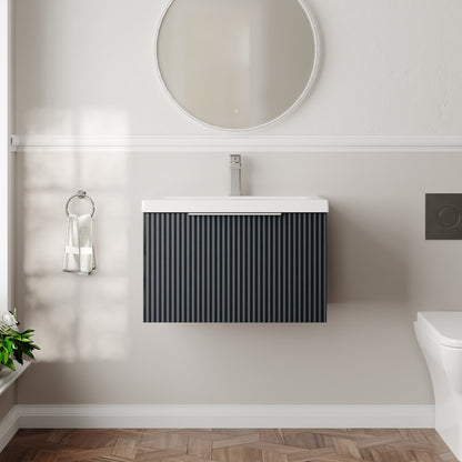 Hudson Reed Fluted 600mm Wall Hung Single Drawer Vanity Unit With Basin