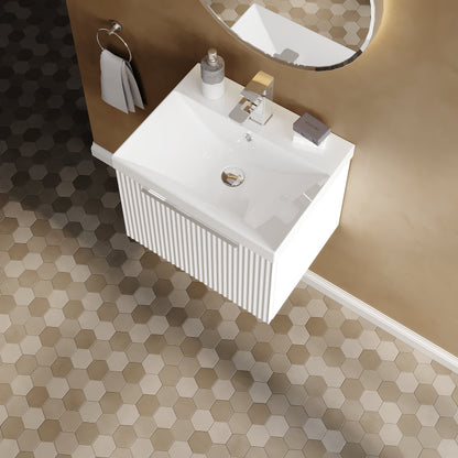 Hudson Reed Fluted 510mm Wall Hung Single Drawer Vanity Unit With Basin