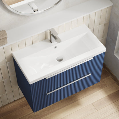 Hudson Reed Fluted 810mm Wall Hung 2-Drawer Vanity Unit With Basin