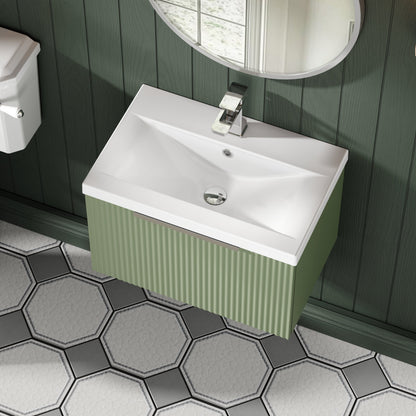Hudson Reed Fluted 600mm Wall Hung Single Drawer Vanity Unit with Basin