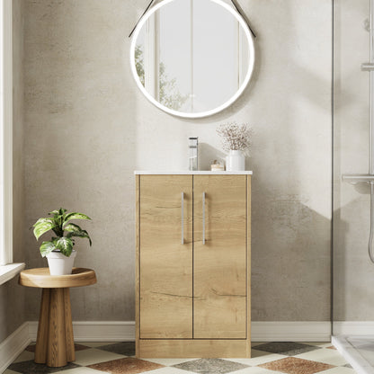 Hudson Reed Juno 500mm Floor Standing 2-Door Vanity Unit with 1 Tap Hole Basin