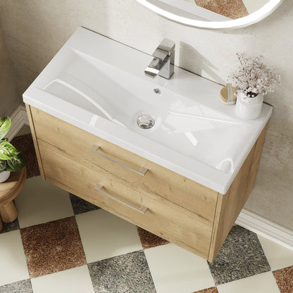 Hudson Reed Juno 800mm Wall Hung 2-Drawer Vanity Unit with 1 Tap Hole Basin