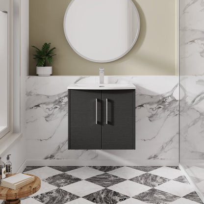 Hudson Reed Juno 600mm Wall Hung 2-Door Vanity Unit With 1 Tap Hole Basin