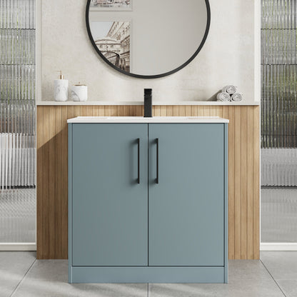 Hudson Reed Juno 800mm Floor Standing 2-Door Vanity Unit With 1 Tap Hole Basin