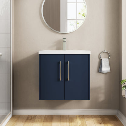 Hudson Reed Juno 600mm Midnight Blue Wall Hung 2-Door Vanity & Basin