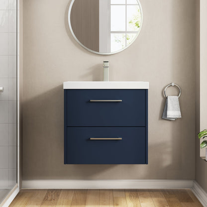 Hudson Reed Juno 600mm Midnight Blue Wall Hung 2-Drawer Vanity Unit & Basin