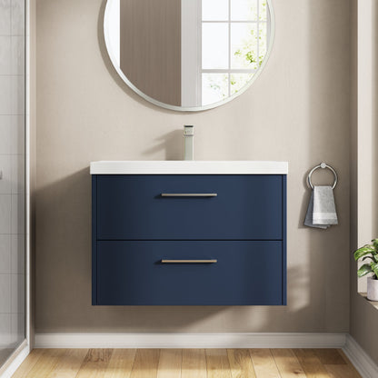 Hudson Reed Juno 800mm Midnight Blue Wall Hung 2-Drawer Vanity Unit & Basin