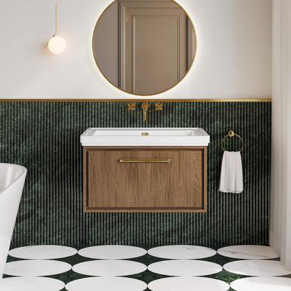 Lille 800mm Wall Hung Single Drawer Vanity with Basin - 0 Tap Hole