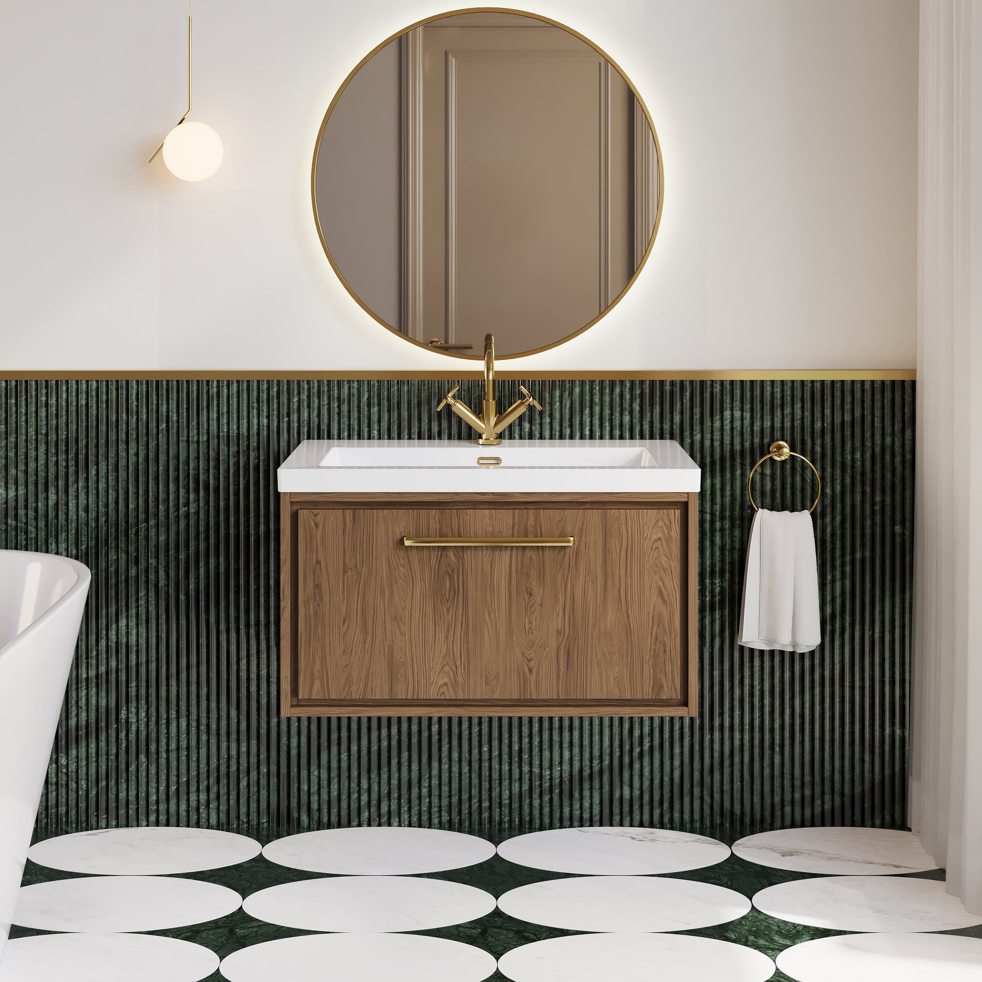 Lille 800mm Wall Hung Single Drawer Vanity with Basin - 1 Tap Hole
