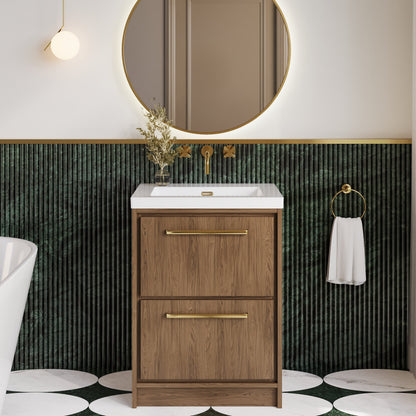 Lille 600mm Floor Standing 2-Drawer Vanity with Basin - 0 Tap Hole