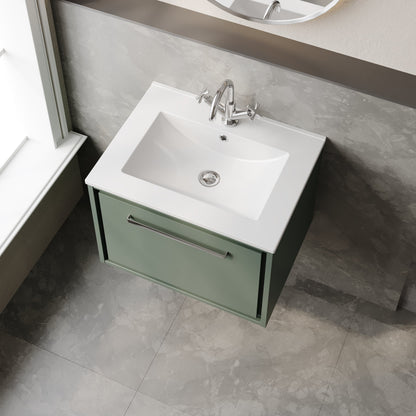 Lille 600mm Wall Hung Single Drawer Vanity with Basin - 1 Tap Hole