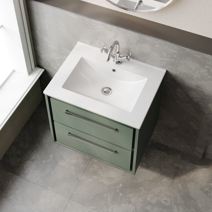 Lille 600mm Wall Hung 2-Drawer Vanity with Basin - 1 Tap Hole