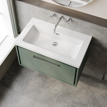 Lille 800mm Wall Hung Single Drawer Vanity with Basin - 0 Tap Hole