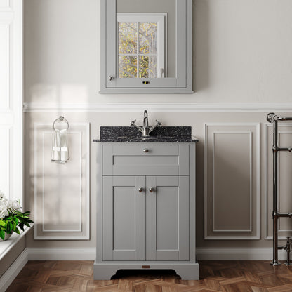 Floor Standing 2 Door Vanity Unit with 1 Tap Hole Black Marble Top 600mm
