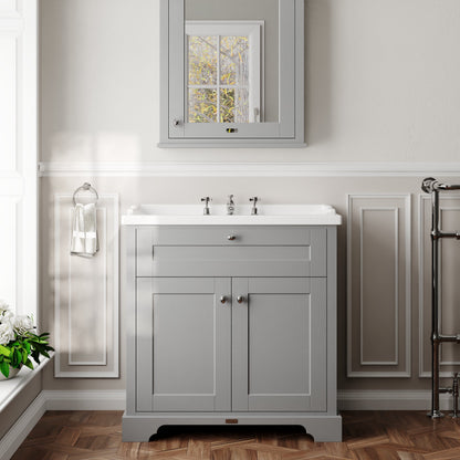Hudson Reed Old London 800mm Floor Standing 2 Door Vanity Unit with 3 Tap Hole Ceramic Basin