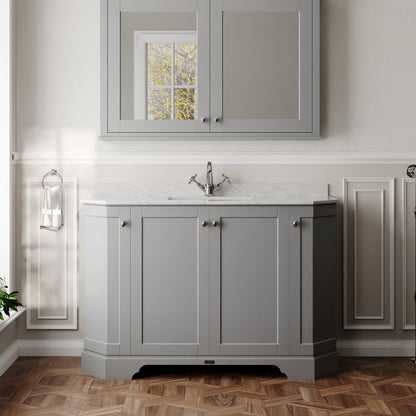 Hudson Reed Old London 1236mm Storm Grey Floor Standing 4 Door Vanity Unit With Grey Marble Basin