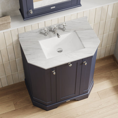 Hudson Reed Old London 750mm Floor Standing 3 Door Vanity Unit with Grey Marble Top Basin & Soft Close