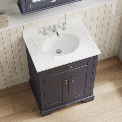 Hudson Reed Old London 600mm Floor Standing Vanity Unit With 3 Tap Hole Grey Marble Top Basin