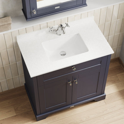Floor Standing 2 Door Vanity Basin Unit with Square Basin & 1 Tap Hole Marble Top, 800mm