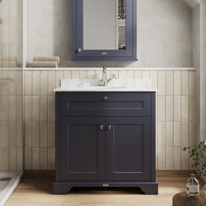 Floor Standing 2 Door Vanity Unit with 1 Tap Hole Grey Marble Top 800mm