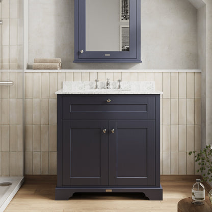 Hudson Reed Old London 800mm Floor Standing 2 Door Vanity Unit with 3 Tap Hole Grey Marble Top Basin