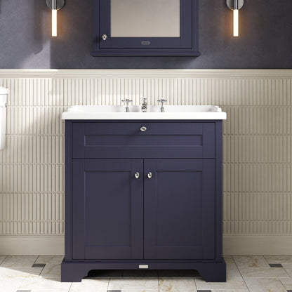 Hudson Reed Old London 800mm Floor Standing 2 Door Vanity Unit with 3 Tap Hole Ceramic Basin