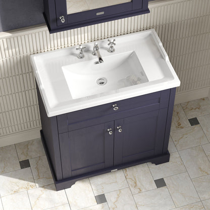 Hudson Reed Old London 800mm Floor Standing 2 Door Vanity Unit with 3 Tap Hole Ceramic Basin