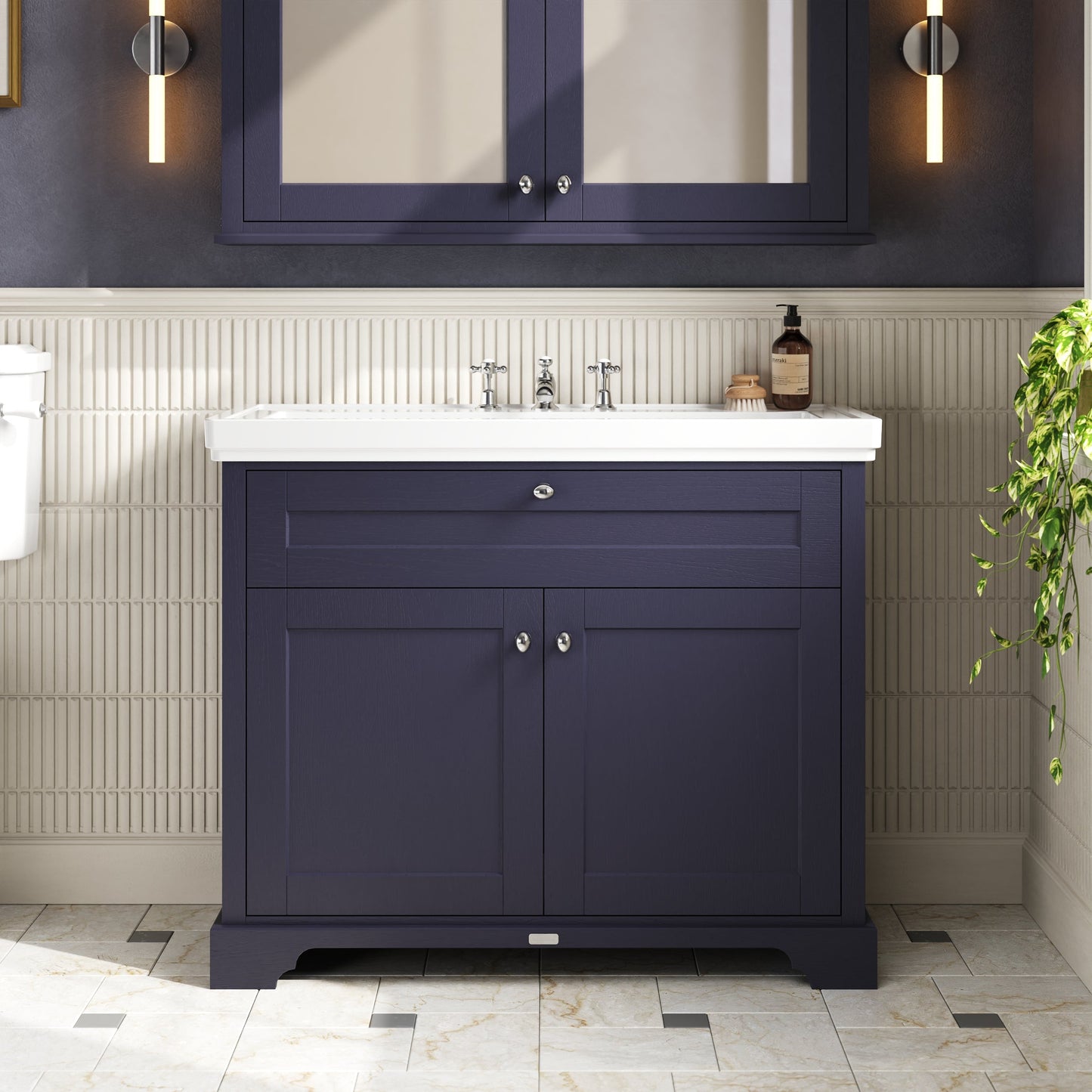Old London 1000mm 2-Door Unit & Classic Fireclay Basin 3TH