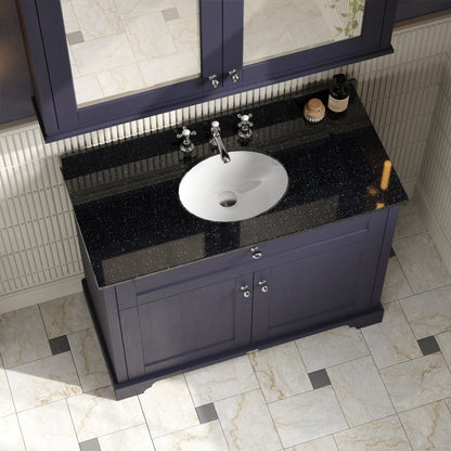 Hudson Reed Old London 1000mm Twilight Blue Floor Standing Vanity Unit With 3 Tap Hole Black Marble Top Basin