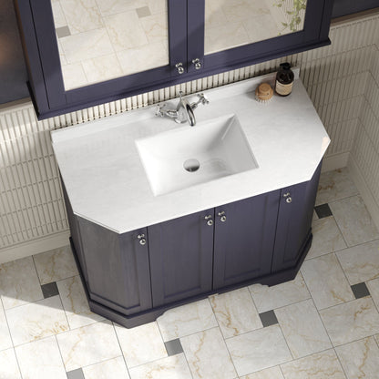 Hudson Reed Old London 1036mm Twilight Blue Floor Standing 4 Door Vanity Unit With White Marble Top Basin